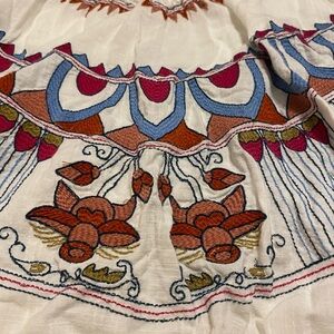 Free People XS Balloon Sleeve Floral Multicolor Embroidered Folksy Top